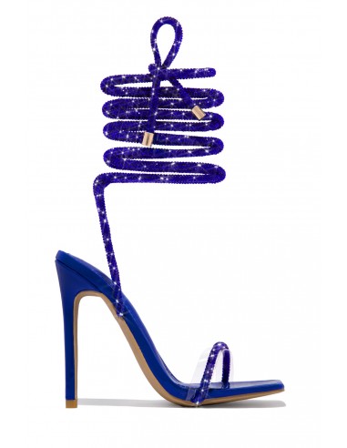 Sofia Embellished Lace Up Heels - Blue Les magasins à Paris