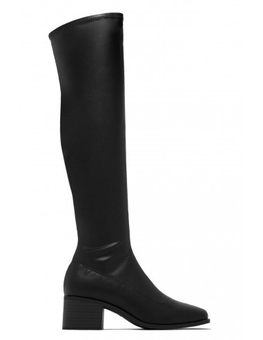 Carlene Over The Knee Boots - Black PU les ctes