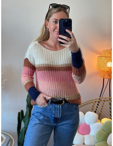 Pull en maille colorée “Tonia” en laine et mohair, T.34/36 Venez découvrir notre 