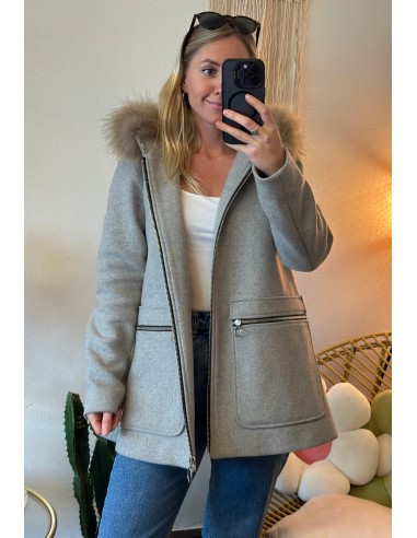 Manteau gris chiné en laine T.38 commande en ligne