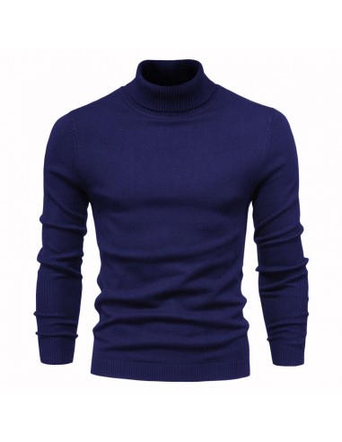 Pull Laine Col Roulé Homme Bleu Marine outlet