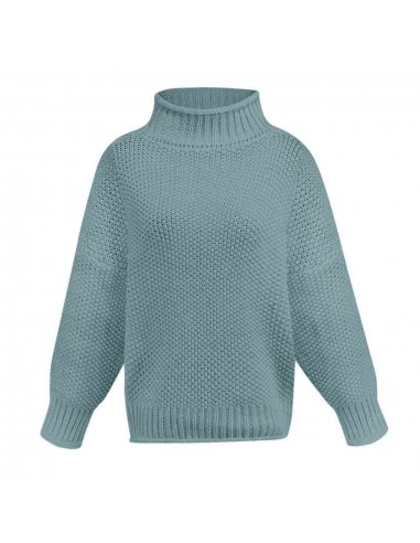 Pull Chaud Col Montant Femme Bleu Ciel Véritable concentré