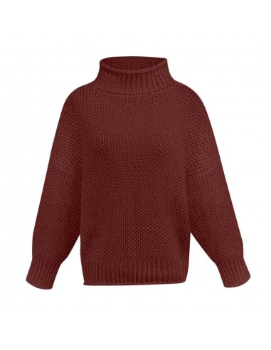 Pull Chaud Col Montant Femme Rouge Bordeaux plus qu'un jeu 