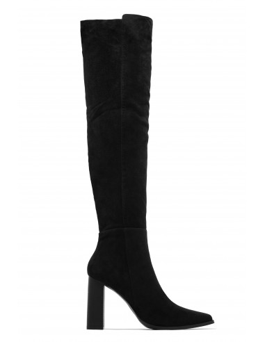 Amina Over The Knee Block Heel Boots - Black soldes