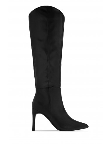 Portia Knee High Heel Boots - Black en linge