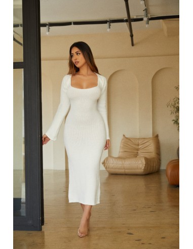 Andrea Long Sleeve Maxi Dress - White pas chere