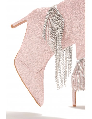 Faye Embellished Fringe Knee High Boots - Pink le concept de la Pate a emporter 