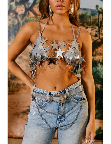 Steal The Show Star Embellished Crop Top - Silver rembourrage situé sous