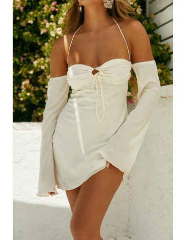 Arayana Off The Shoulder Mini Dress - Cream rembourrage situé sous