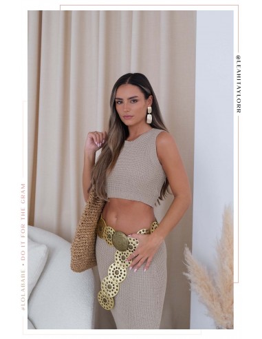 Liana Two Piece Skirt Set - Tan Profitez des Offres !