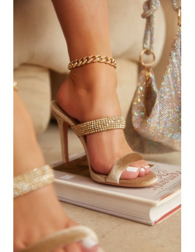 Aline Embellished High Heel Mules - Nude le concept de la Pate a emporter 