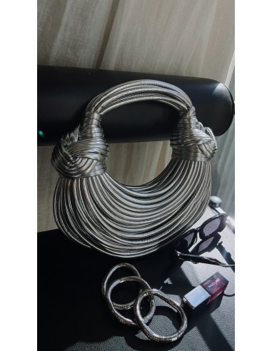 Azelie Double Knot Spaghetti Handbag - Silver du meilleur 