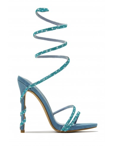 Dream Girl Around The Ankle Coil Heels - Denim vente chaude votre 