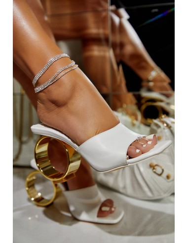 Naomi Sphere Heel Mules - White Toutes les collections ici