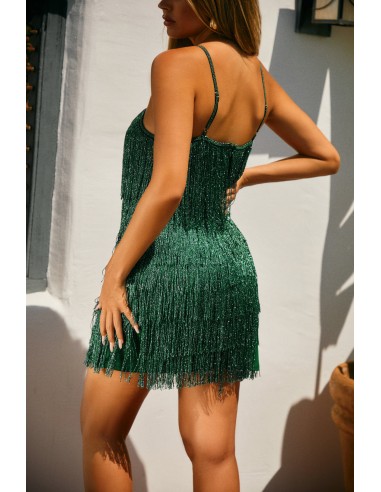 Noah Fringe Metallic Mini Dress - Green commande en ligne