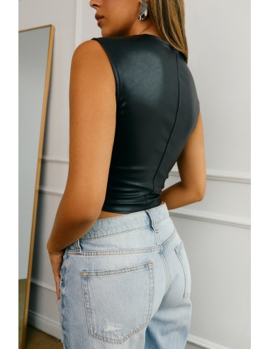 Mitzy Bustier PU Top - Black le concept de la Pate a emporter 