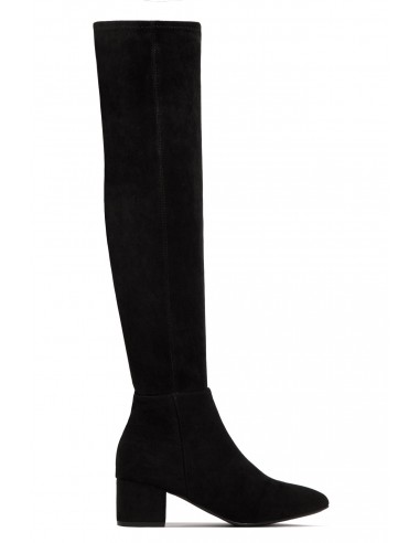 New Moon Over The Knee Block Heel Boots - Black Economisez 