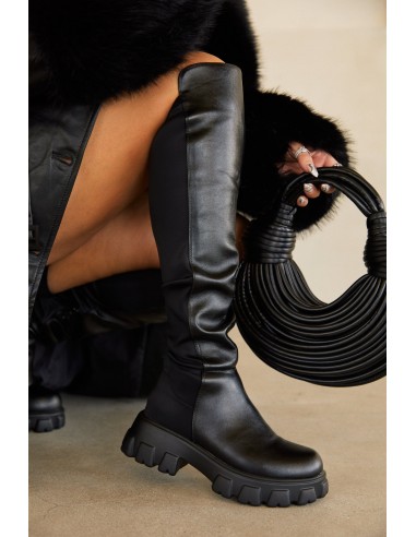 Fall Outfit Over The Knee Flat Boots - Black plus qu'un jeu 