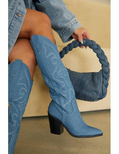 Fashion Muse Western Cowgirl Boots - Denim acheter en ligne