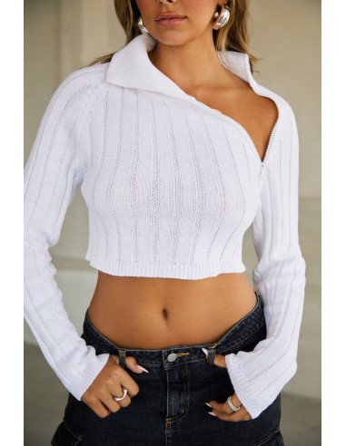 Kenia Knit Long Sleeve Sweater Top - White l'achat 