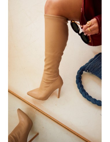 So Dramatic Knee High Heel Boots - Nude en ligne