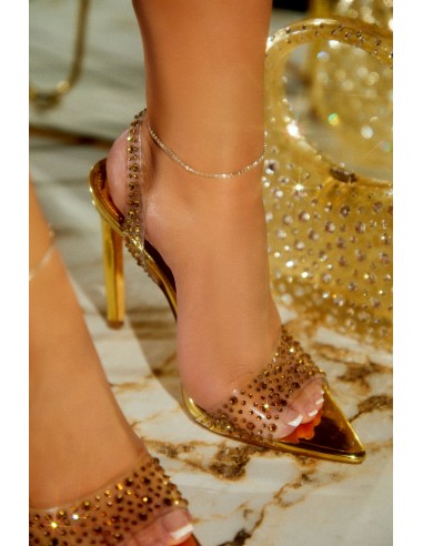 Analezi Embellished Peep Toe Heels - Gold acheter