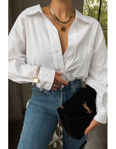 Being Chic Long Sleeve Button Up Top - White Venez acheter