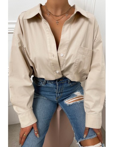 Being Chic Long Sleeve Button Up Top - Nude 2 - 3 jours ouvrés.