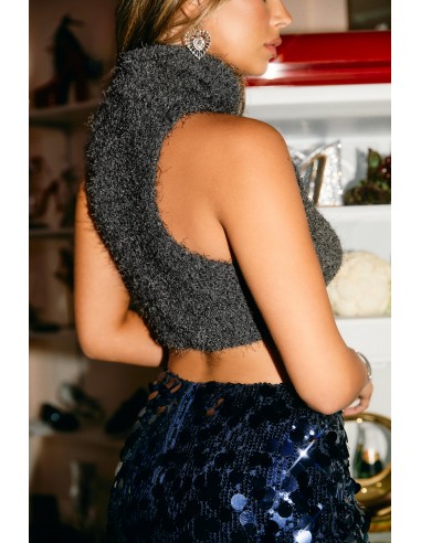 High Society Knit Crop Top - Charcoal est présent 