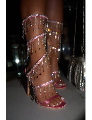 Mariah Embellished Around The Ankle Coil Heels - Pink En savoir plus