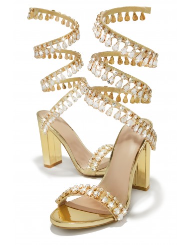 Holiday Party Embellished Around The Ankle Coil Heels - Gold Voir les baskets