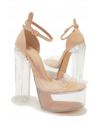 Venus Clear Platform Block High Heels - Clear Nude la colonne vertébrale