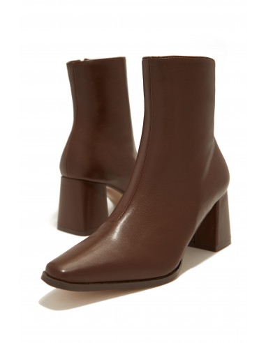 Lorette Block Heel Ankle Boots - Brown Comparez plus de prix