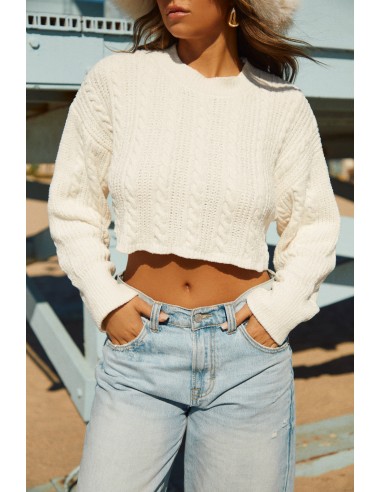 Gracie Knit Crop Sweater - Cream paiement sécurisé