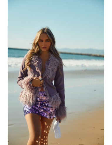 Giovana Faux Fur Coat - Purple Economisez 