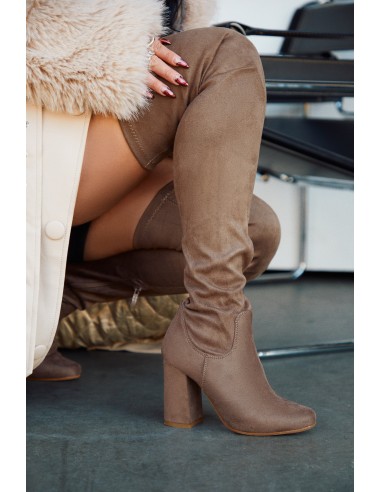 Going Up Over The Knee Block Heel Boots - Taupe Amélioration de cerveau avec