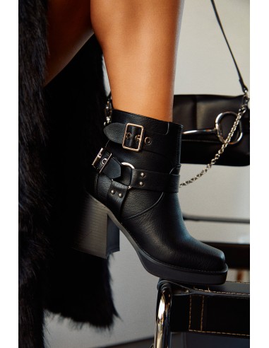 Daryn Block Heel Ankle Boots - Black soldes