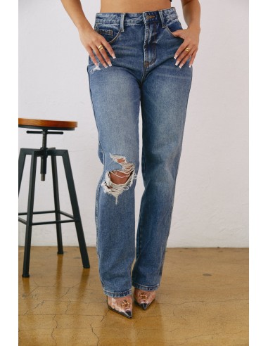 Joanna Distressed Straight Leg Jeans - Denim prix