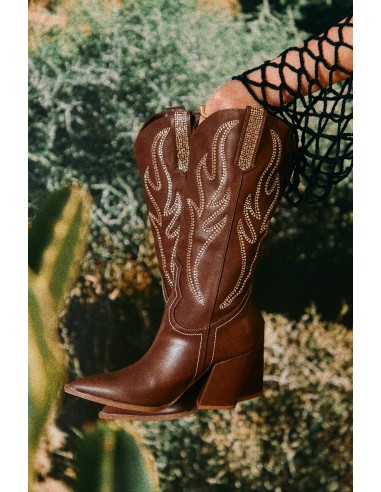 Main Stage Embellished Cowgirl Boots - Brown en ligne des produits 