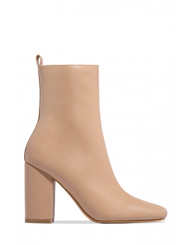 Full Moon Squared Toe Chunky Heel Ankle Booties - Nude vous aussi creer 