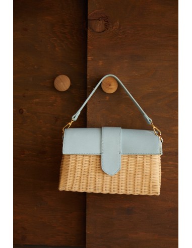 Ysabel Woven Straw Crossbody Bag - Blue livraison et retour toujours gratuits