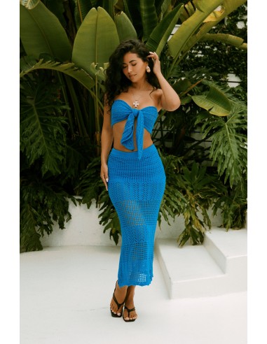 Amari Two Piece Crochet Skirt Set - Blue Jusqu'à 80% De Réduction