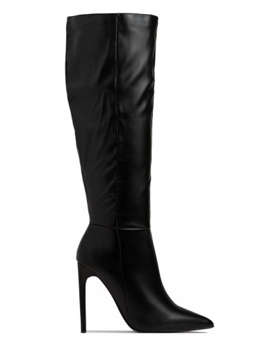 Tyrah Up To The Knee Heel Boots - Black ouvre sa boutique