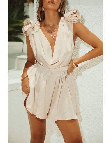 Rosalia Romper - Beige brillant des détails fins