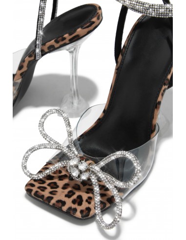 Amaria Embellished Bow Strap High Heels - Leopard Profitez des Offres !