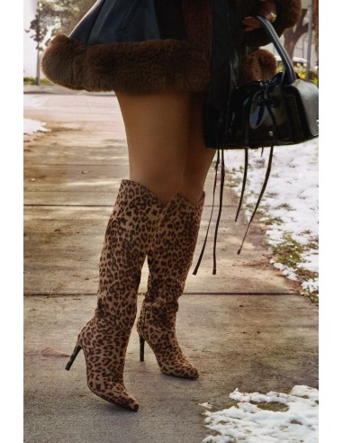 Portia Knee High Heel Boots - Leopard acheter en ligne