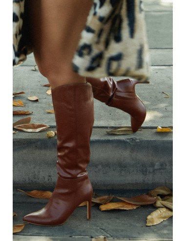 Portia Knee High Heel Boots - Brown acheter