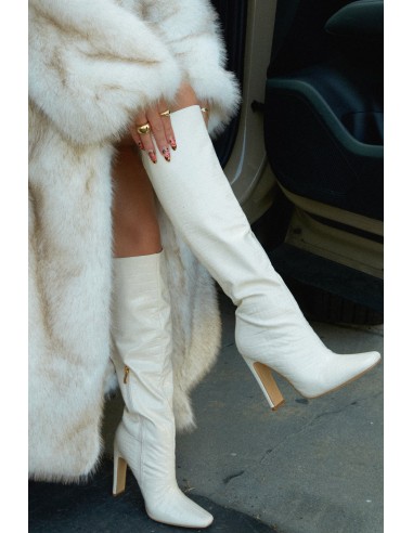 Adelaisa Knee High Heel Boots - Bone paiement sécurisé