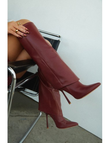 Kourt Knee High Heel Boots - Burgundy l'achat 