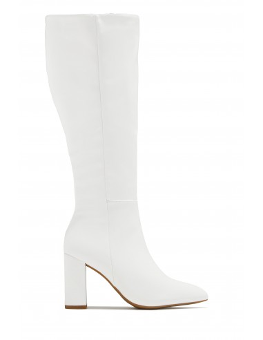 Fine Time Block Heel Knee High Boots - White le concept de la Pate a emporter 